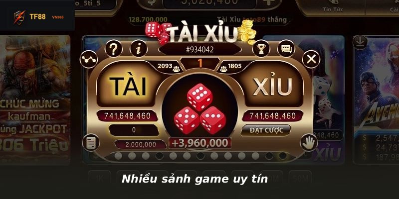 Nhiều sảnh game uy tín